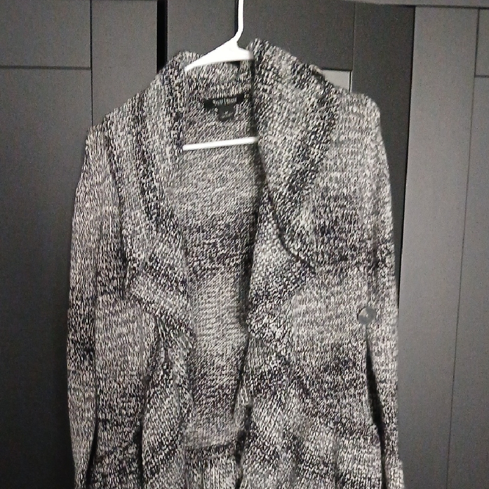 White House Black Market Black and Gray Sweater